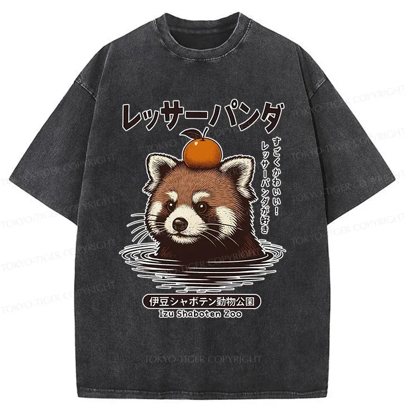 Tokyo-Tiger Cute Red Panda Washed T-Shirt