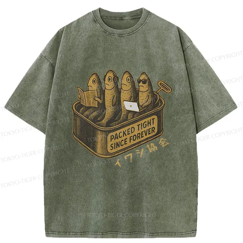 Tokyo-Tiger Sardines Office Worker Washed T-Shirt