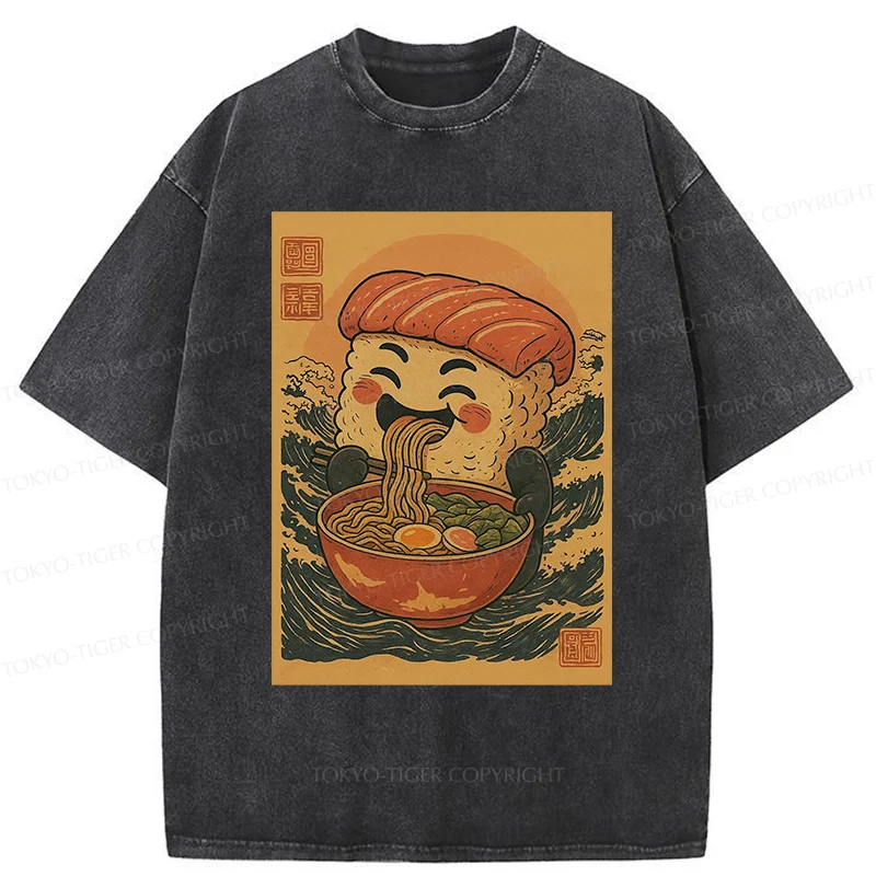Tokyo-Tiger Sushi And Ramen Washed T-Shirt