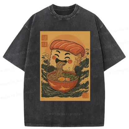 Tokyo-Tiger Sushi And Ramen Washed T-Shirt