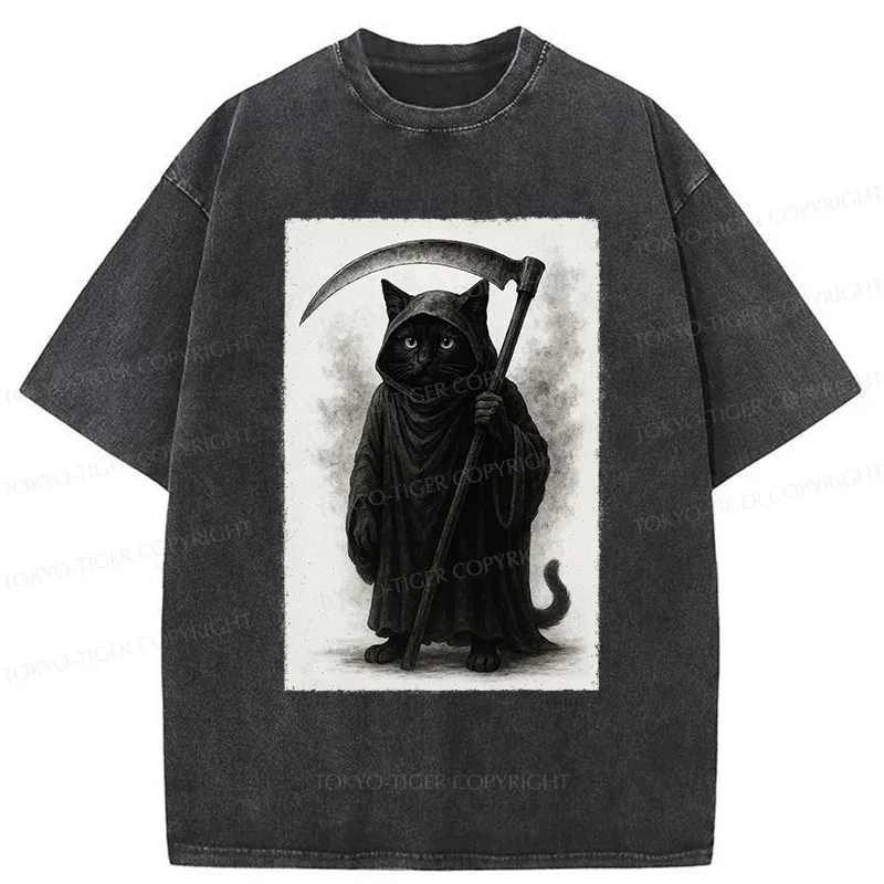 Tokyo-Tiger Death Cat Washed T-Shirt