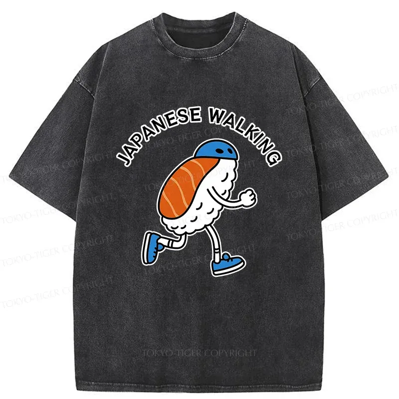 Tokyo-Tiger Japanese Walking Washed T-Shirt