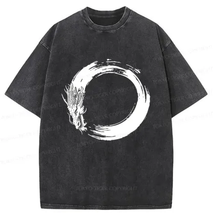 Tokyo-Tiger Dragon's Circle Washed T-Shirt