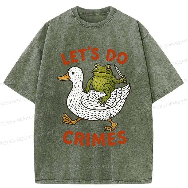 Tokyo-Tiger Frog Ready To Commit Crime Washed T-Shirt