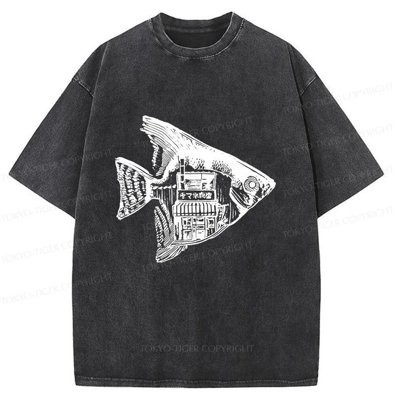 Tokyo-Tiger Grilled Fish Restaurant Washed T-Shirt