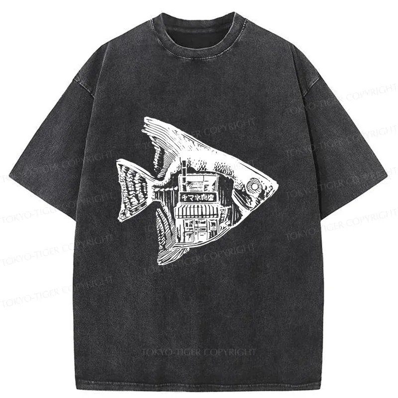 Tokyo-Tiger Grilled Fish Restaurant Washed T-Shirt