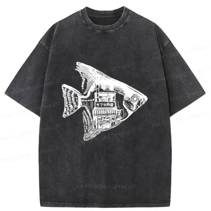 Tokyo-Tiger Grilled Fish Restaurant Washed T-Shirt