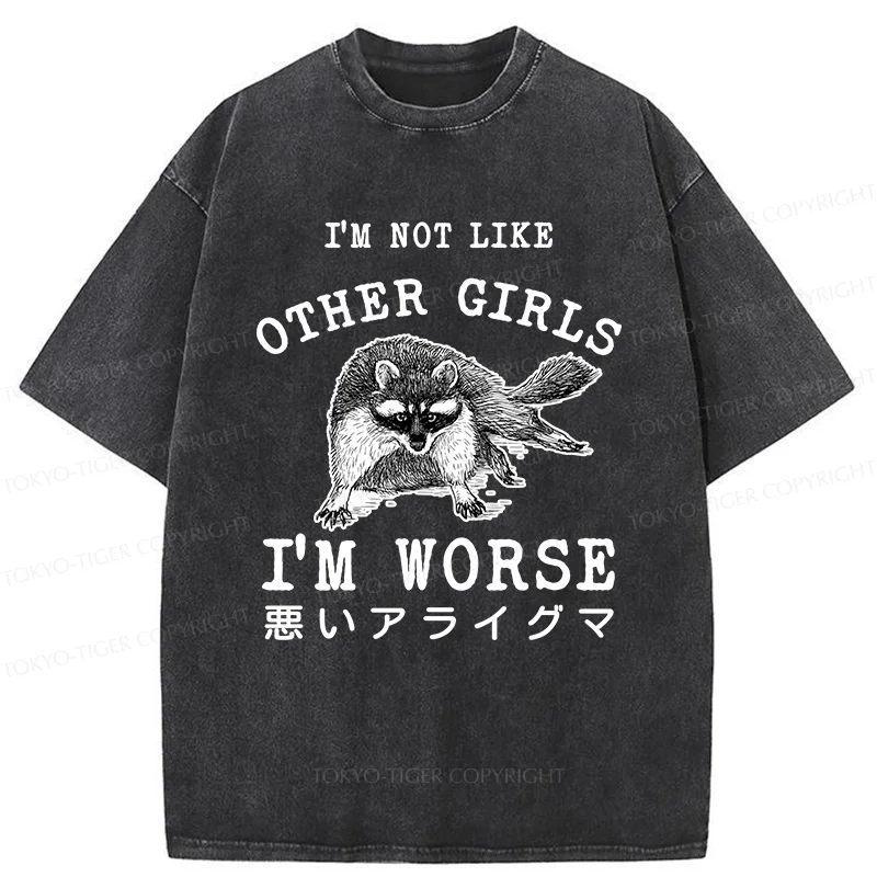 Tokyo-Tiger Bad Raccoon Funny Washed T-Shirt