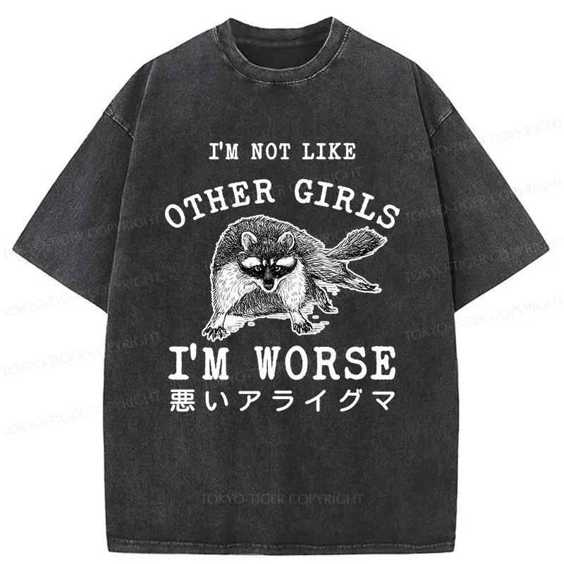 Tokyo-Tiger Bad Raccoon Funny Washed T-Shirt