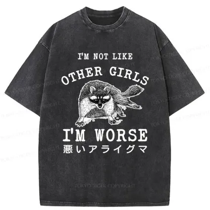 Tokyo-Tiger Bad Raccoon Funny Washed T-Shirt