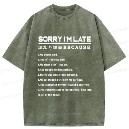 Tokyo-Tiger Reason For Being Late Washed T-Shirt