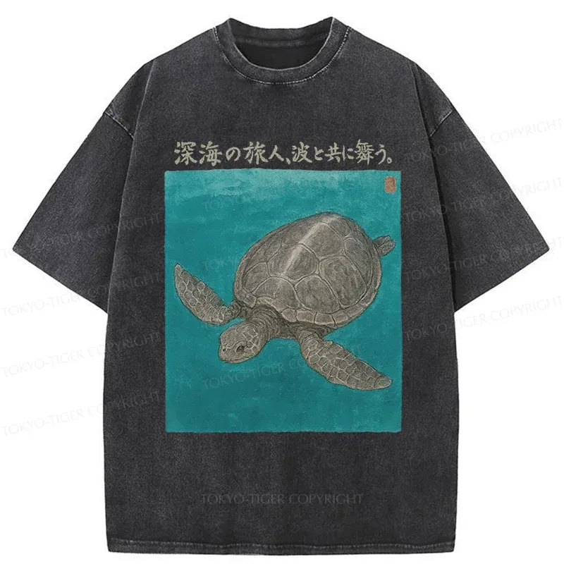 Tokyo-Tiger Deep Sea Turtle Washed T-Shirt