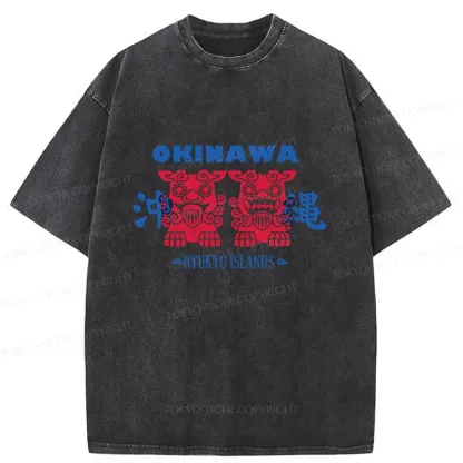 Tokyo-Tiger Okinawa Mascot Washed T-Shirt