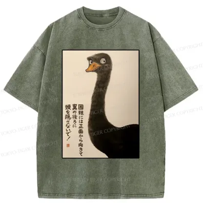 Tokyo-Tiger Avoid Difficulties Funny Washed T-Shirt