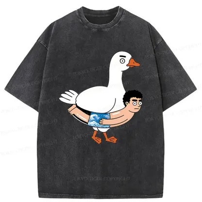 Tokyo-Tiger Goose With Swimming Ring Washed T-Shirt