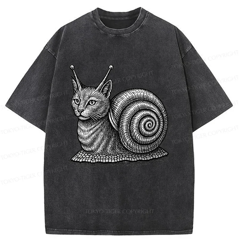 Tokyo-Tiger Snail Cat Washed T-Shirt
