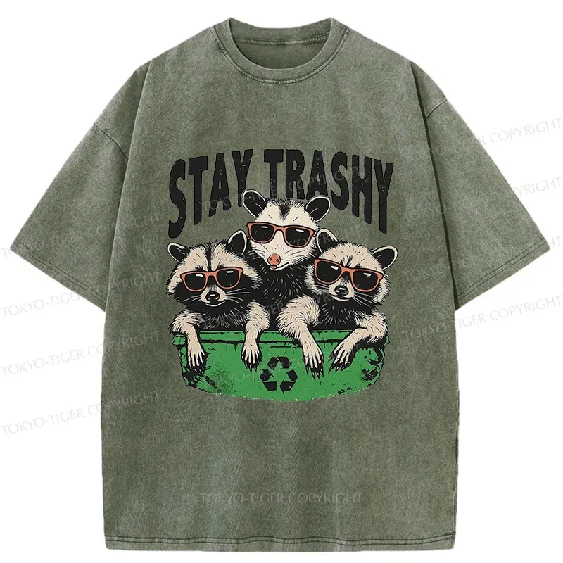 Tokyo-Tiger Stay Trashy Washed T-Shirt