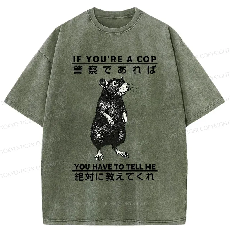 Tokyo-Tiger Funny Mouse Japan Washed T-Shirt