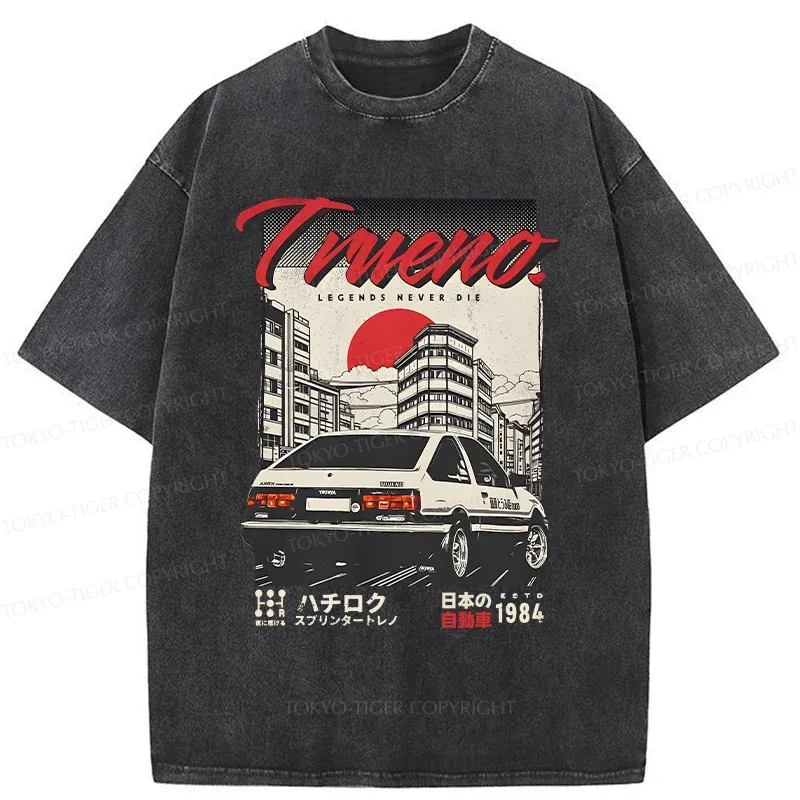 Tokyo-Tiger Retro Japanese Car Funny Washed T-Shirt