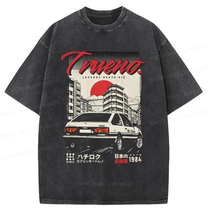 Tokyo-Tiger Retro Japanese Car Funny Washed T-Shirt