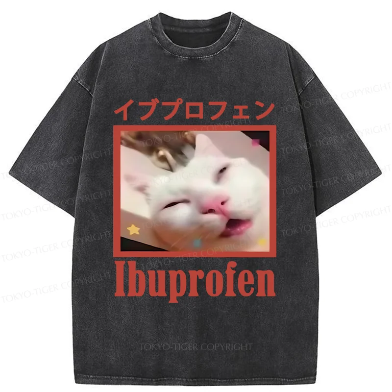 Tokyo-Tiger Cat Took Ibuprofen Washed T-Shirt
