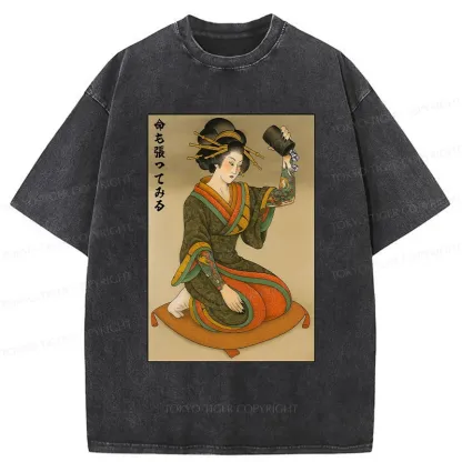 Tokyo-Tiger Geisha With Dice Washed T-Shirt