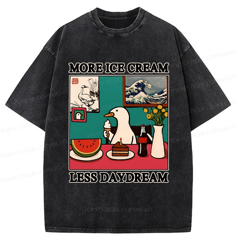Tokyo-Tiger More Ice Cream Less Daydream Washed T-Shirt