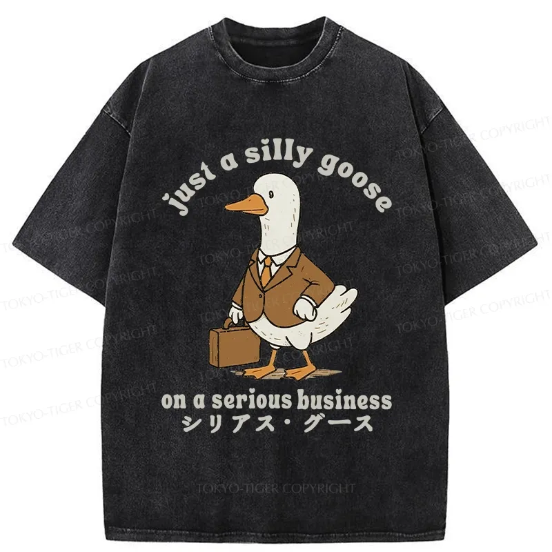 Tokyo-Tiger Silly Goose On A Serious Business Washed T-Shirt