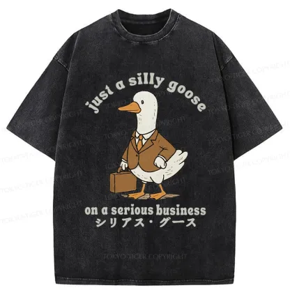 Tokyo-Tiger Silly Goose On A Serious Business Washed T-Shirt