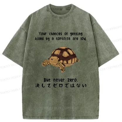 Tokyo-Tiger Funny Turtle Jokes Washed T-Shirt