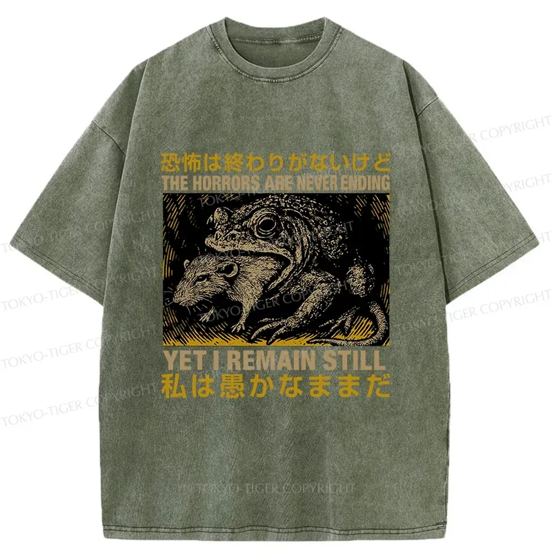 Tokyo-Tiger Frog Eat Mouse Washed T-Shirt