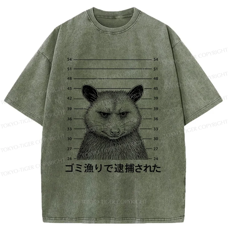 Tokyo-Tiger Captured Possum Washed T-Shirt