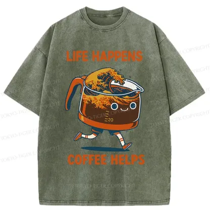 Tokyo-Tiger Interesting Coffee Washed T-Shirt