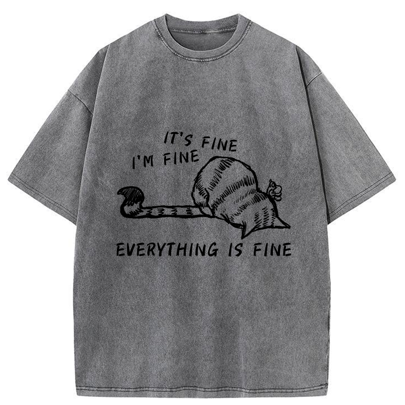 Tokyo-Tiger Everything Is Fine Washed T-Shirt