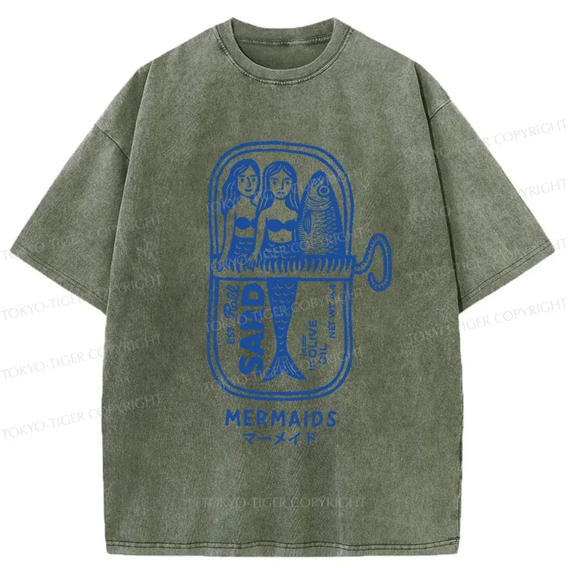 Tokyo-Tiger Mermaid Can Washed T-Shirt