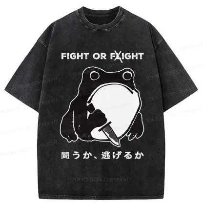 Tokyo-Tiger Fight Or Flight Funny Washed T-Shirt