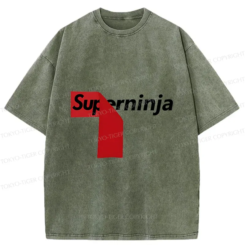 Tokyo-Tiger Funny Ninja Joke Washed T-Shirt