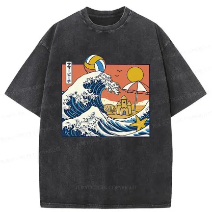 Tokyo-Tiger Summer Beach Washed T-Shirt