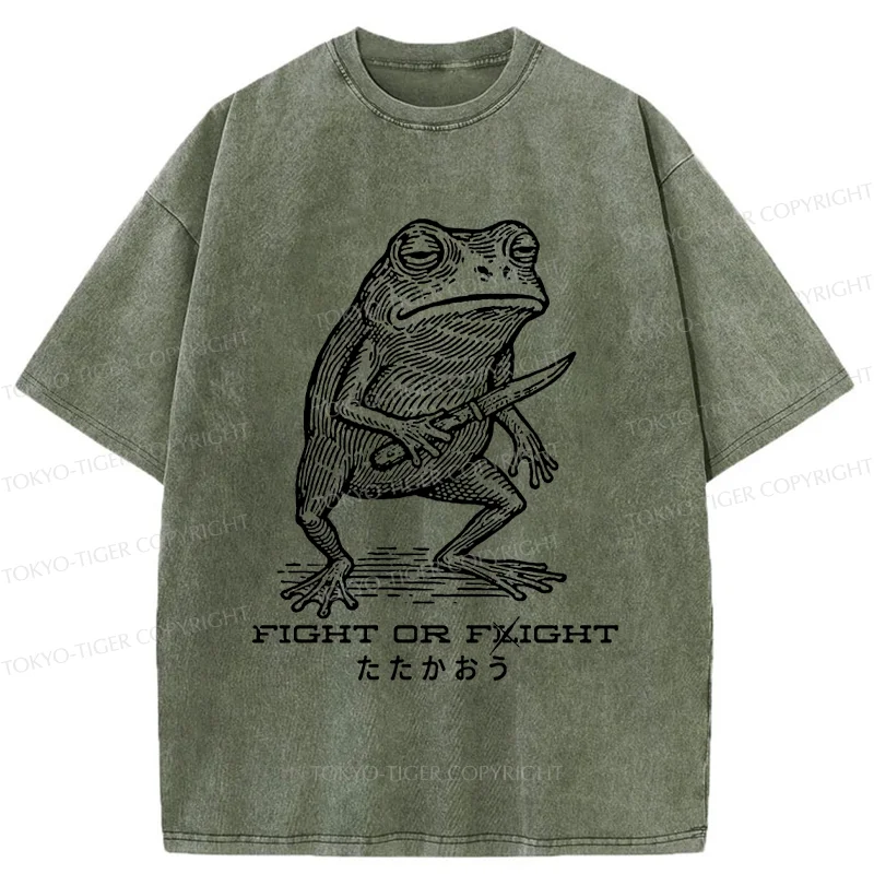Tokyo-Tiger Fighting Frog Washed T-Shirt