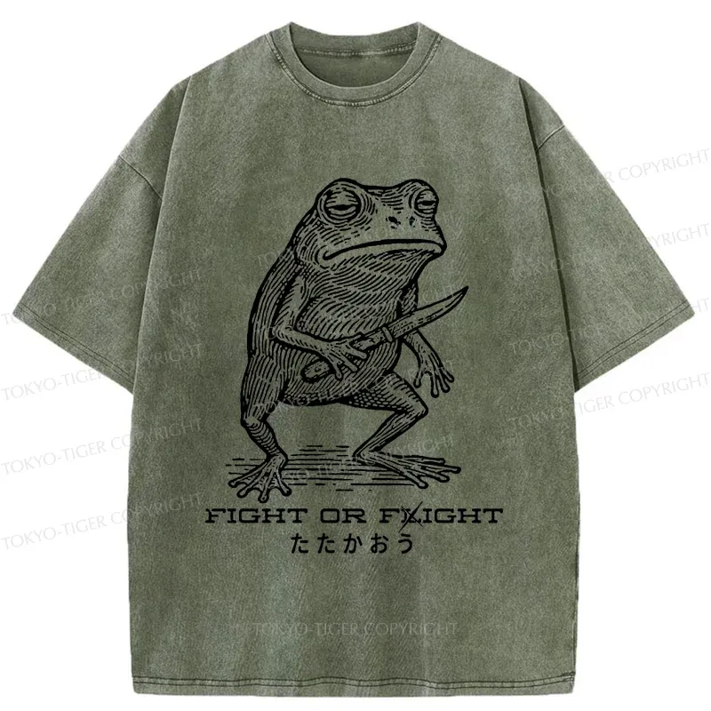 Tokyo-Tiger Fighting Frog Washed T-Shirt