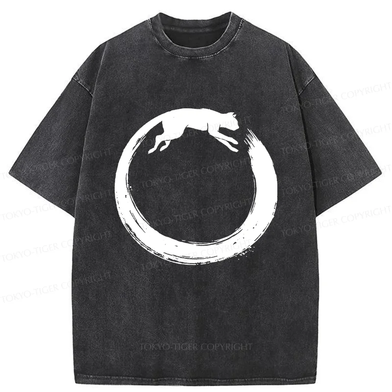 Tokyo-Tiger Cat's Circle Washed T-Shirt