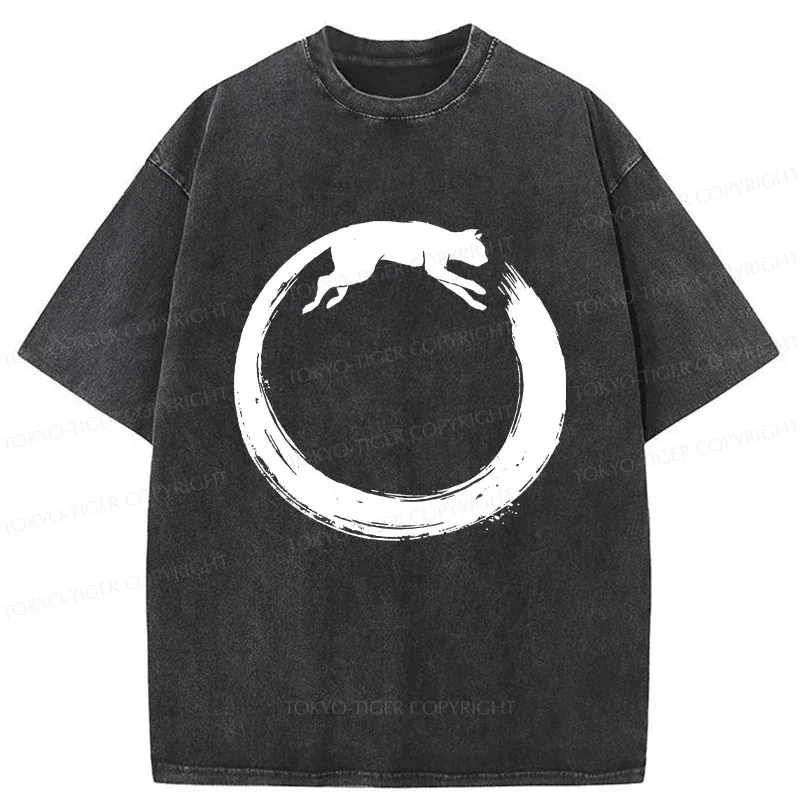 Tokyo-Tiger Cat's Circle Washed T-Shirt