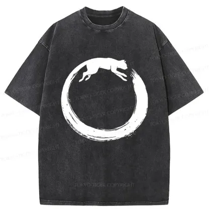 Tokyo-Tiger Cat's Circle Washed T-Shirt