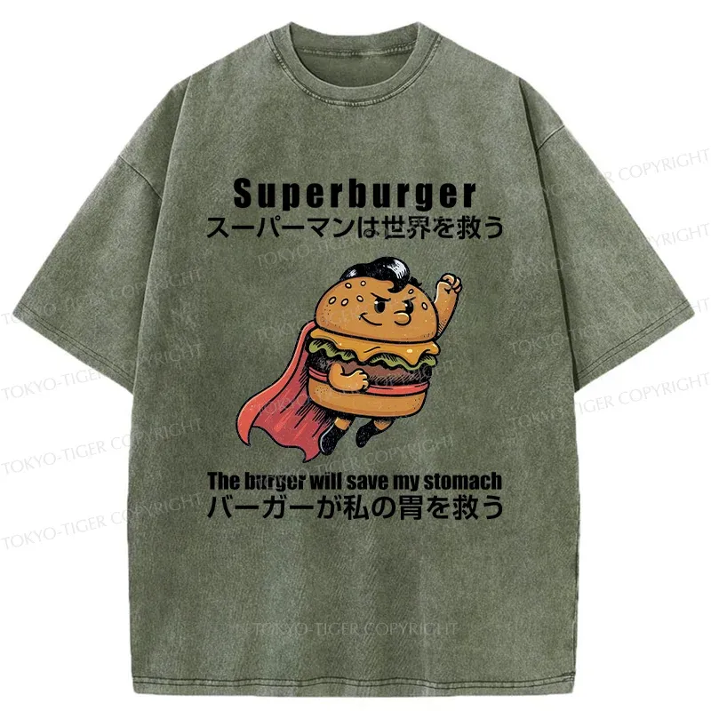 Tokyo-Tiger Burger Save The World Washed T-Shirt