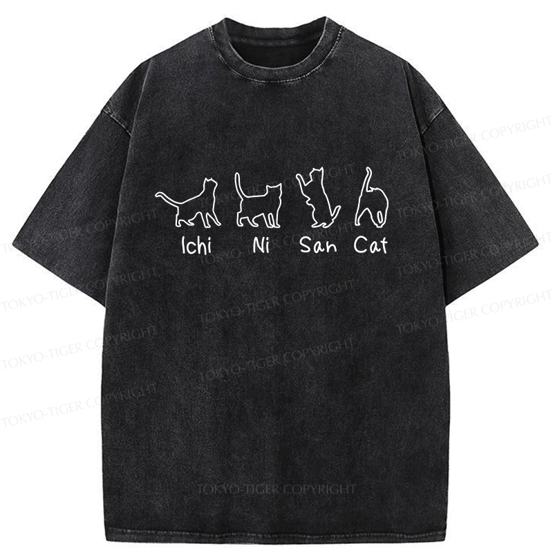 Tokyo-Tiger One Two Three Cat Washed T-Shirt