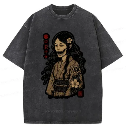 Tokyo-Tiger Cleft Mouth Woman Washed T-Shirt