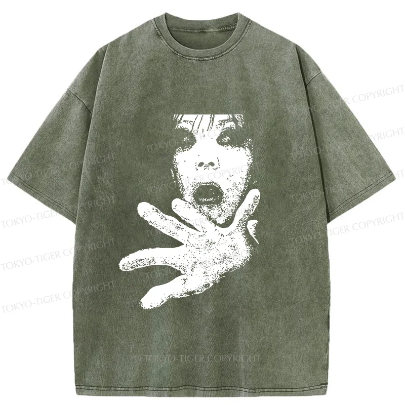 Tokyo-Tiger Scary Ghost Washed T-Shirt