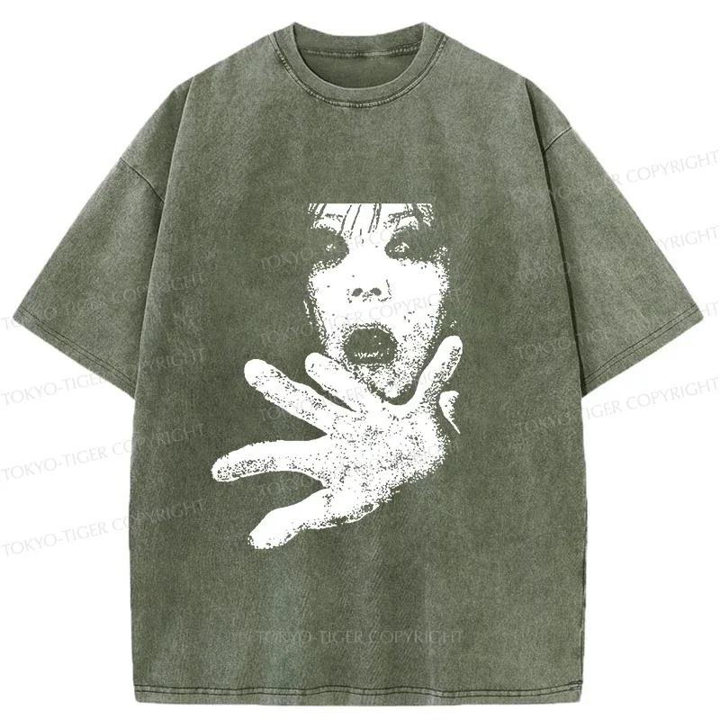 Tokyo-Tiger Scary Ghost Washed T-Shirt