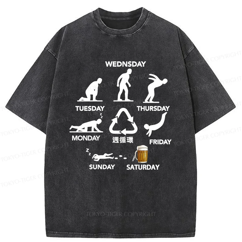 Tokyo-Tiger One Week Cycle Washed T-Shirt