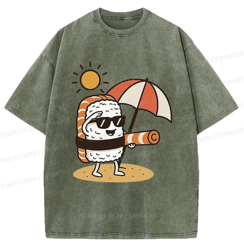 Tokyo-Tiger Summer Sushi Washed T-Shirt